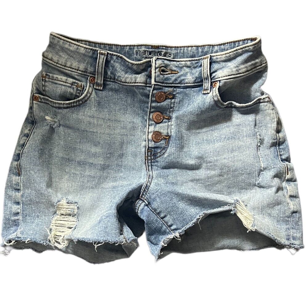 Maurices Women’s High Rise Light Wash Button Fly Denim Jean Shorts Size 4